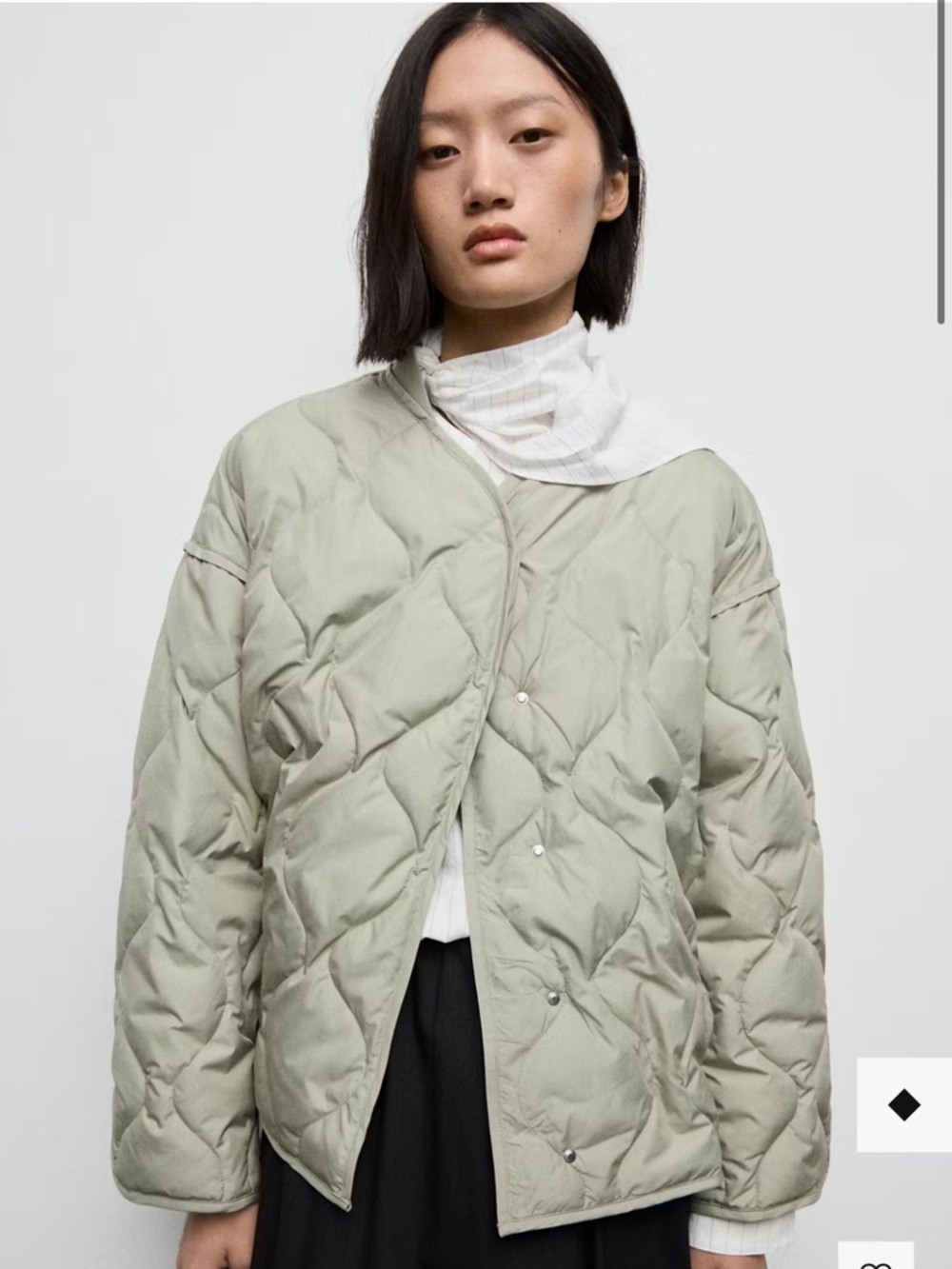 Mango Oversized Quilted Anorak Sage